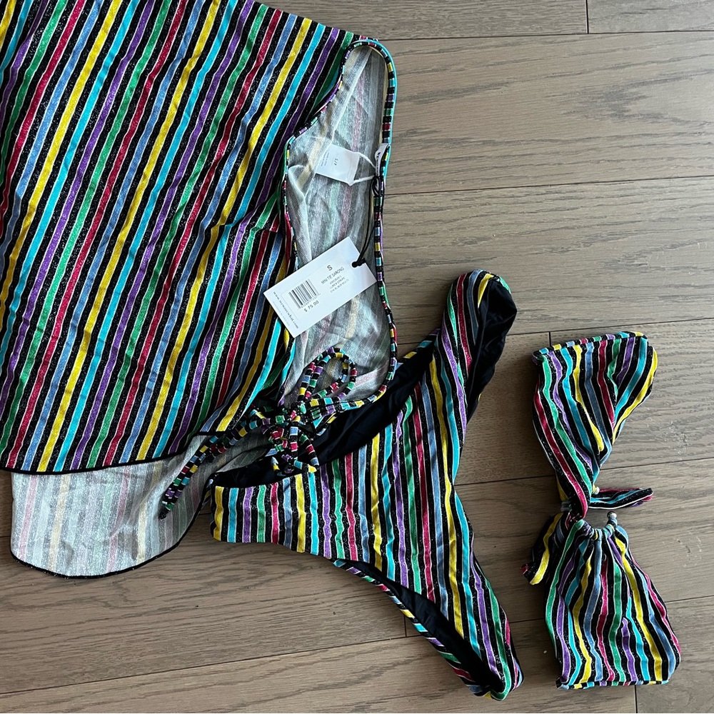 WeWoreWhat Multicolor Striped Bikini Set